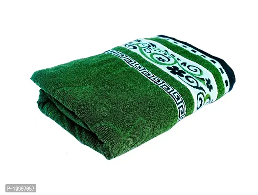 Space Fly Cotton Attractive Bath Towels, Embroidered Border (24X54 Inches, Green) (1 Piece)-thumb0