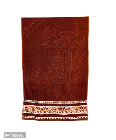 Space Fly Cotton Attractive Bath Towels, Embroidered Border (24X54 Inches, Brown) (1 Piece)-thumb3