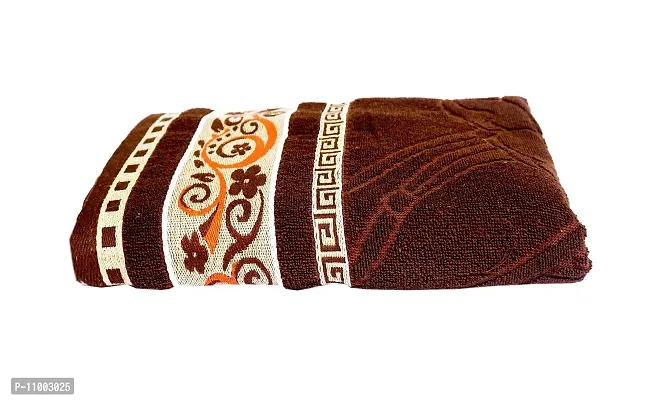Space Fly Cotton Attractive Bath Towels, Embroidered Border (24X54 Inches, Brown) (1 Piece)-thumb0