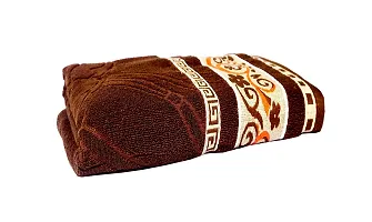 Space Fly Cotton Attractive Bath Towels, Embroidered Border (24X54 Inches, Brown) (1 Piece)-thumb1