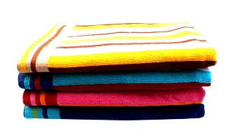 Space Fly Fine Soft & Cotton Attractive, Light Weight, Striped 4 Hand Towels (12X18 Inch_ Multi)-thumb1