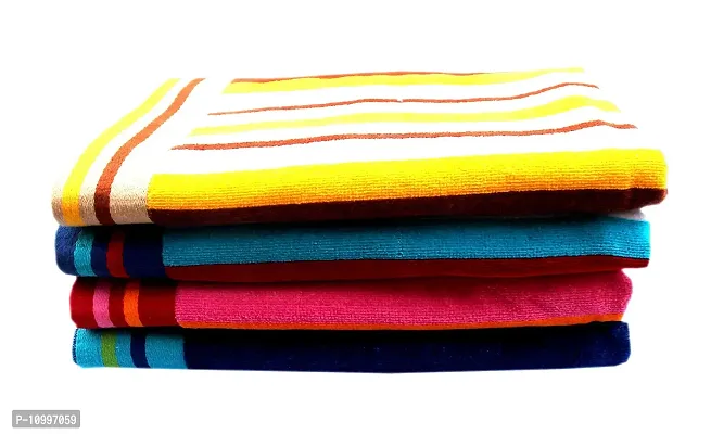 Space Fly Fine Soft & Cotton Attractive, Light Weight, Striped 4 Hand Towels (12X18 Inch_ Multi)-thumb2