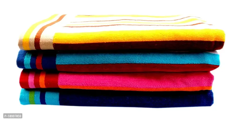 Space Fly Fine Soft & Cotton Attractive, Light Weight, Striped 4 Hand Towels (12X18 Inch_ Multi)-thumb0