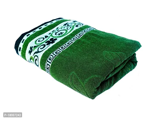 Space Fly Cotton Attractive Big Size Bath Towels, Embroidered Border (Size: 28X58 inch, Green)(1 Piece)-thumb0