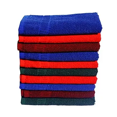 Space Fly Cotton Plain Hand Towels High Absrobent, Set of 10 (13 inch X 20 inch_Multi Color)