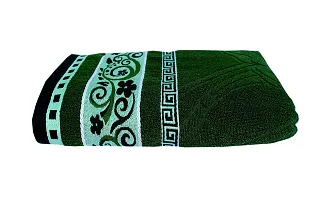 Space Fly Cotton Attractive Bath Towels, Embroidered Border (24X54 Inches, Green) (1 Piece)-thumb1