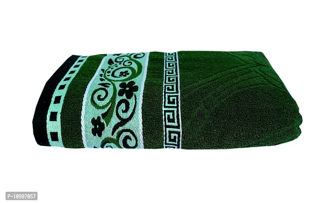 Space Fly Cotton Attractive Bath Towels, Embroidered Border (24X54 Inches, Green) (1 Piece)-thumb2