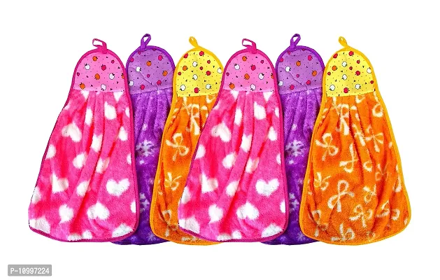 Space Fly collection Soft and Light Weight Love Touch Hand Hanging Cotton Kitchen Napkin (Multicolour) - Set of 6 Pieces-thumb0