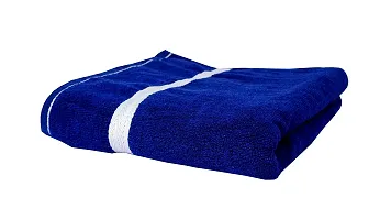 Space Fly Cotton Plain Dark Color Bath Towels Highly Absorbent, Big Size 28X58 inch (1 Piece) (Blue)-thumb2