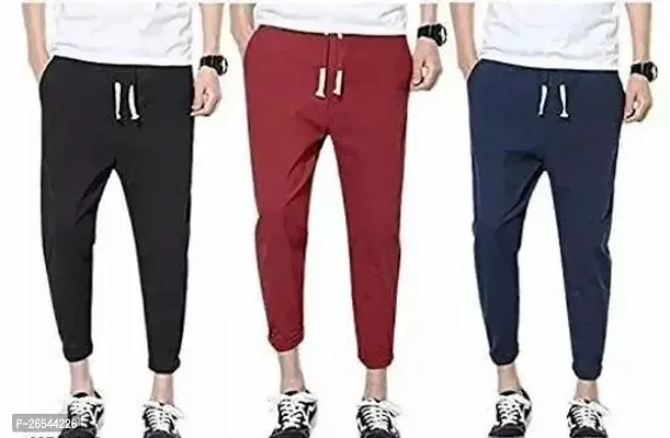 RAKUNO Men's Stylish Jogger Lower Polyester Track Pants for Gym, Running, Athletic, Casual Wear for Men Pack Of 3-thumb0