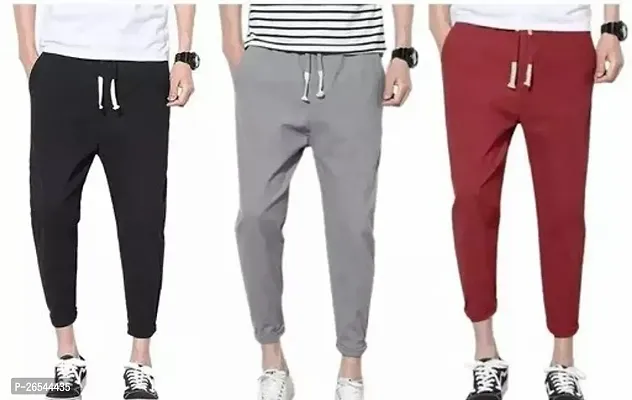 RAKUNO Men's Stylish Jogger Lower Polyester Track Pants for Gym, Running, Athletic, Casual Wear for Men Pack Of 3