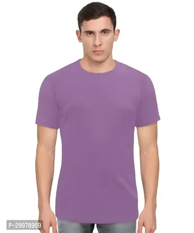 Stylish Polyester Solid Round Neck T-Shirt For Men-thumb0