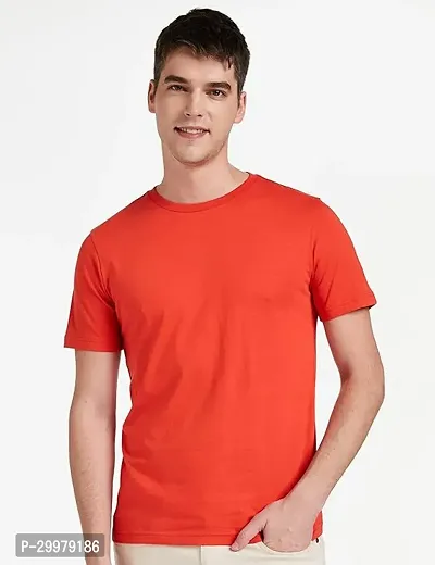 Stylish Polyester Solid Round Neck T-Shirt For Men