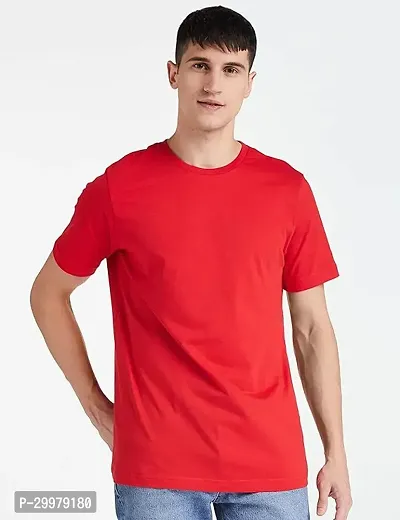 Stylish Polyester Solid Round Neck T-Shirt For Men