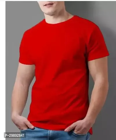 Stylish Poly Cotton Solid T-shirt For Men