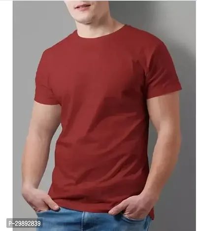 Stylish Poly Cotton Solid T-shirt For Men-thumb0