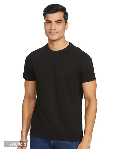 Stylish Polyester Solid Round Neck T-Shirt For Men-thumb0