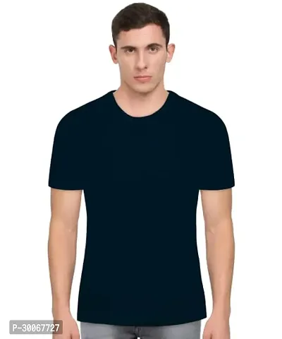 Stylish Polyester Solid Round Neck T Shirt For Men-thumb0