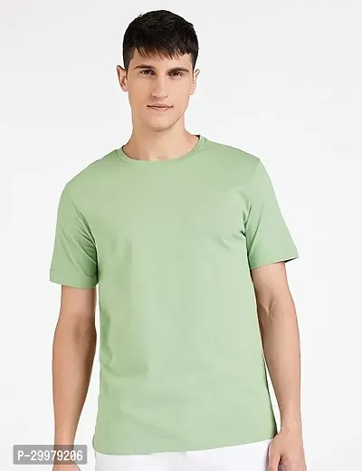 Stylish Polyester Solid Round Neck T-Shirt For Men