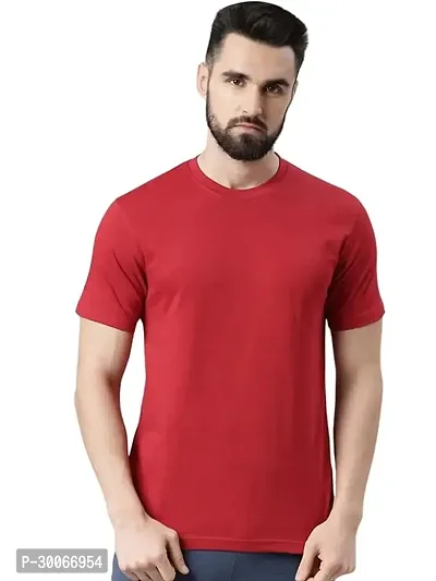 Stylish Polyester Solid Round Neck T Shirt For Men-thumb0