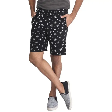 SDS Fashion Mens Soft Shorts with 2 Pockets, Left Pocket with Chain, Elastic Waist Half Pants