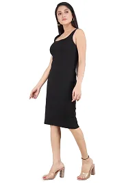 Women Sleeveless Ribbed Black Dress-thumb3