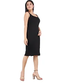 Women Sleeveless Ribbed Black Dress-thumb1