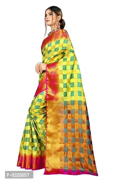 RED LADY Women's Banarasi Pure Silk Saree With Unstitched (JAY DADA GREEN_Green)-thumb3