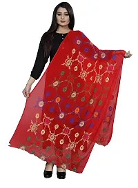 Red Lady Women's Nazneen Embroidery 2.20 m Dupatta (Blue and Red, Free Size)-thumb3