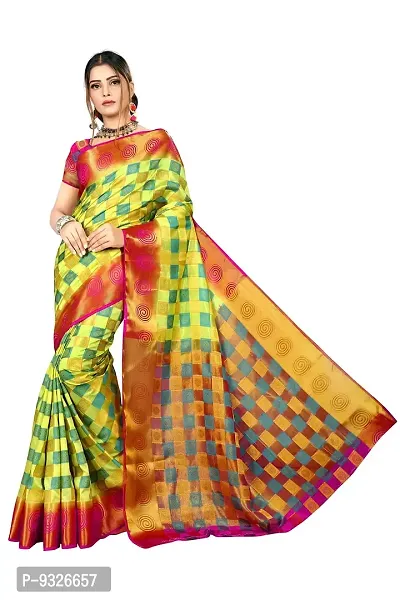 RED LADY Women's Banarasi Pure Silk Saree With Unstitched (JAY DADA GREEN_Green)