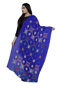 Red Lady Women's Nazneen Embroidery 2.20 m Dupatta (Blue and Red, Free Size)-thumb1