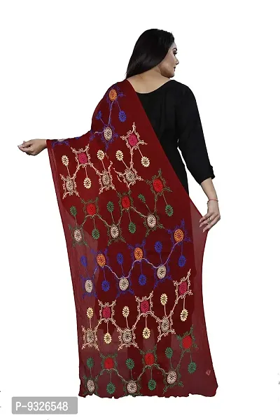 Red Lady Women's Nazmeen Embroidery 2.20 m Dupatta (Maroon, Free Size)-thumb3