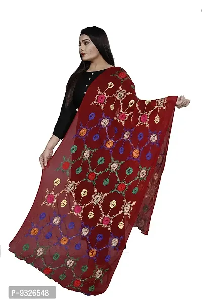 Red Lady Women's Nazmeen Embroidery 2.20 m Dupatta (Maroon, Free Size)-thumb2