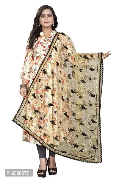 Red Lady Women's Net Dupatta with Embroidery (Black, Free Size)