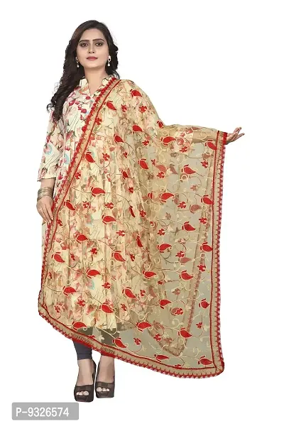 Red Lady Women's Net Dupatta with Embroidery (Red, Free Size)