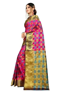 RED LADY Women's Banarasi Pure Silk Saree With Unstitched (JAY DADA DARK PINK_Dark Pink)-thumb2