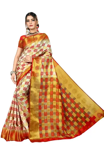 RED LADY Women's Banarasi Pure Silk Saree With Unstitched