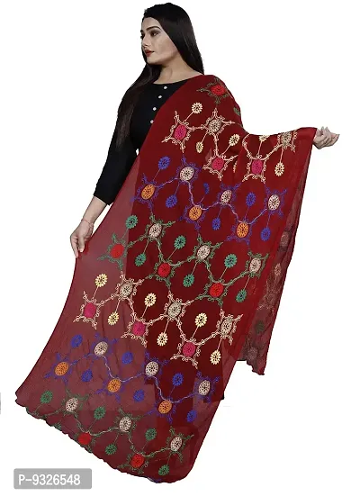 Red Lady Women's Nazmeen Embroidery 2.20 m Dupatta (Maroon, Free Size)-thumb0