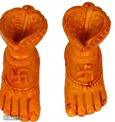 Maa Lakshmi Mitti Charan Terracotta Clay Paduka with Mitti Diya Terracotta (Pack of 2) (Height 10.2 inch)