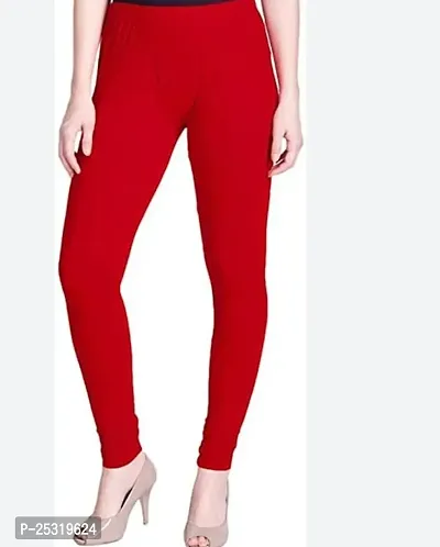 Stylish Cambric Cotton Red Leggings For Women-thumb0