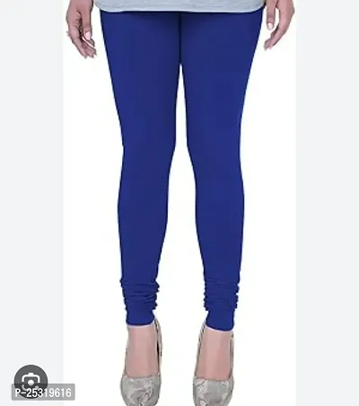 Stylish Cambric Cotton Blue Leggings For Women-thumb0