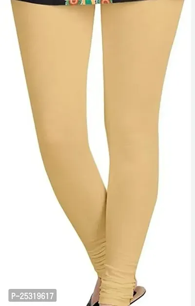 Stylish Cambric Cotton Beige Leggings For Women-thumb0