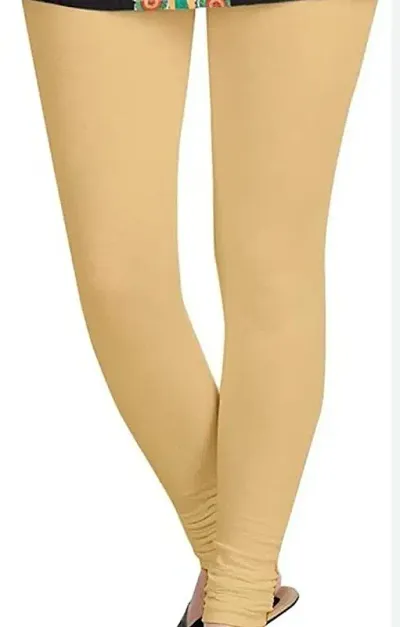 Stylish Cambric Cotton Beige Leggings For Women