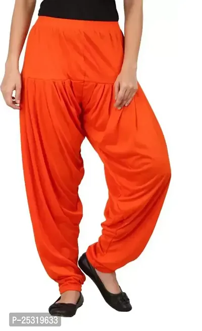 Stylish Cambric Cotton Orange Ethnic Pants For Women