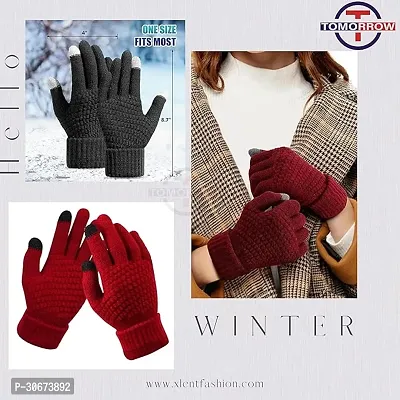 Tomorrow Winter Touchscreen Magic Gloves Warm Stretch Knitted Wool with Touch Screen Pack of 1-thumb3