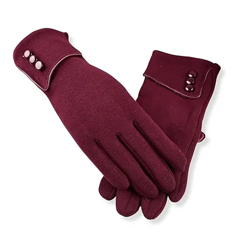 Women Cute Design Plush Fur Cuff Winter Gloves