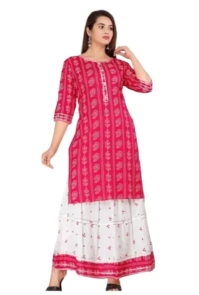 Jaipuri Kurta With Gota work Skirt-Pink