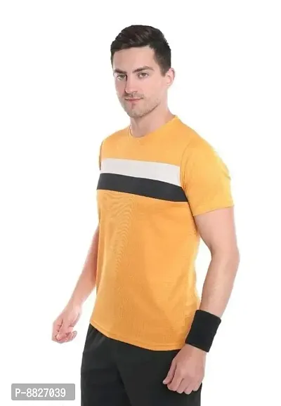 Stylish Color Blocked Short Sleeves Round Neck T-shirt For Men-thumb0