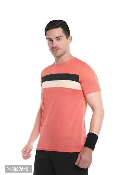 Stylish Color Blocked Short Sleeves Round Neck T-shirt For Men-thumb0