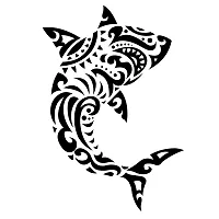 Black Tattoo Shark Tattoo Graphics Printed T Shirt-thumb1